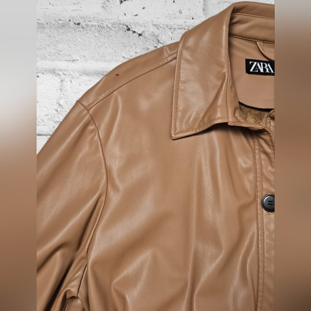 Zara Faux Leather Short Trench Coat - Picture 15 of 15